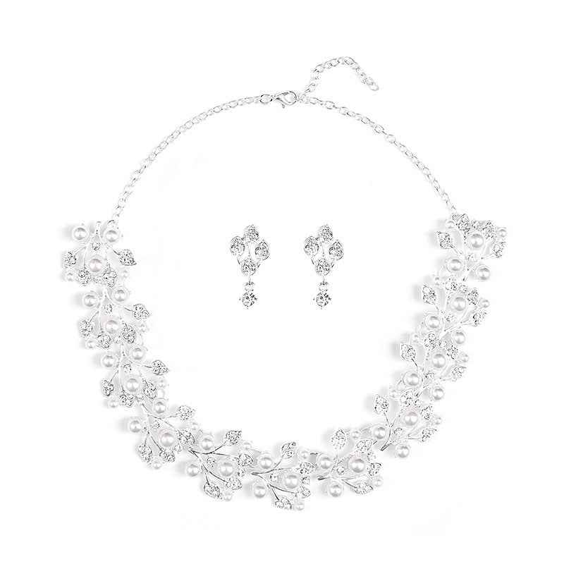 Pearl Leaf-Shaped Jewelry Set For Women