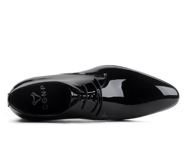 Leather Wedding Shoes - Glossy Lace-up Pointed-toe Design
