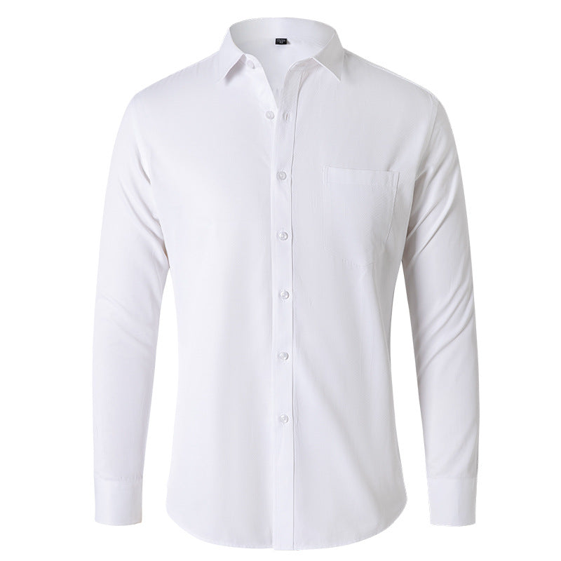 Solid Color Long Sleeve Men's Shirt - Slim Fit Casual Wear