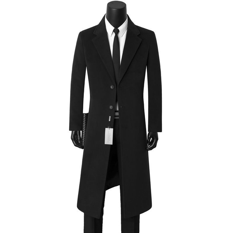 Mens Casual Wool Coat - Stylish Mid-Length Design for Every Occasion