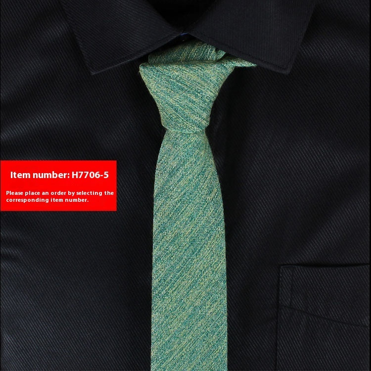 Solid Color Monochrome Narrow Cotton Tie Only - Neon North Clothing