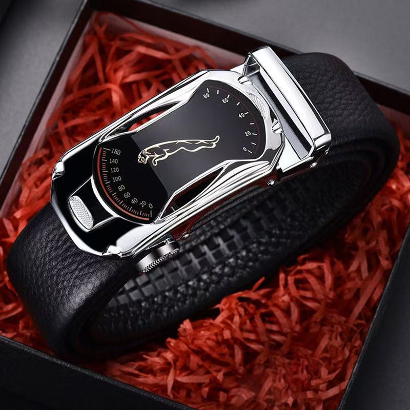 Mens Wide Leather Belt with Automatic Buckle - Trendy and Stylish Design - Neon North Clothing