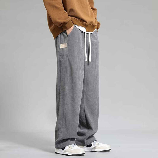 Autumn and Winter Lights High Street Fashion Men's Pants - Casual Straight Flow Wide Leg Long