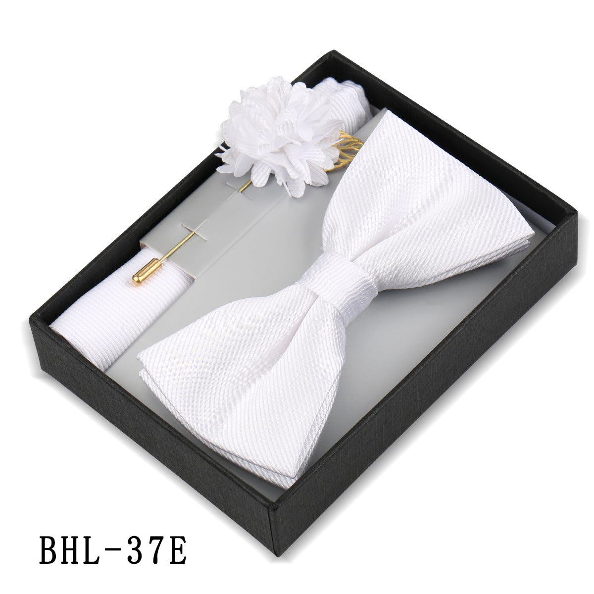Men's Bow Tie Pocket Square Set with Brooch - Solid Color Elegance - Neon North Clothing