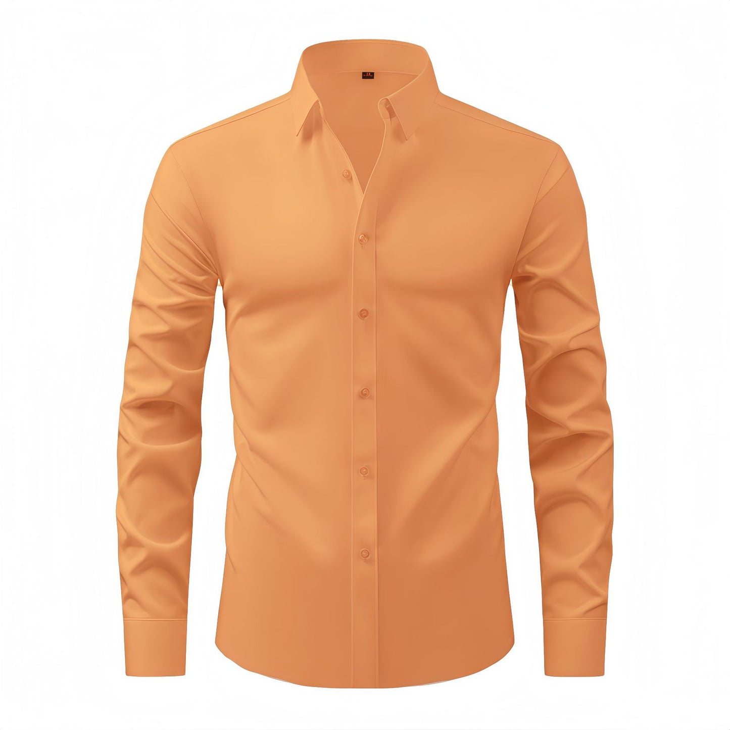 Lightweight Stretchy Long-sleeve Shirt - Wrinkle-resistant, Easy Care Slim Fit