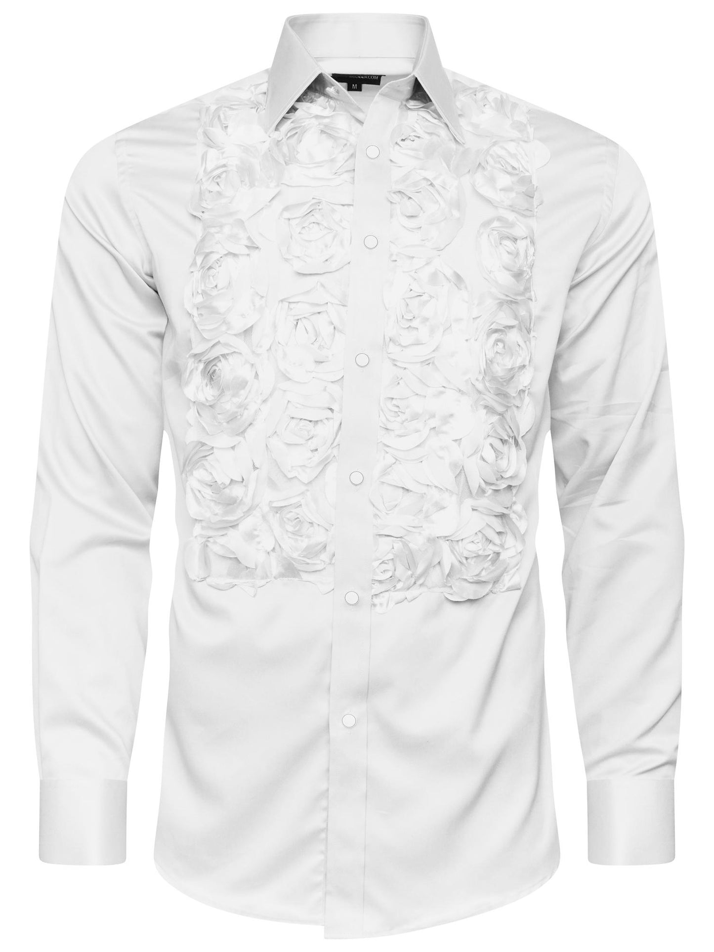 Chic White Floral Shirt with Statement Detail - Regular Fit