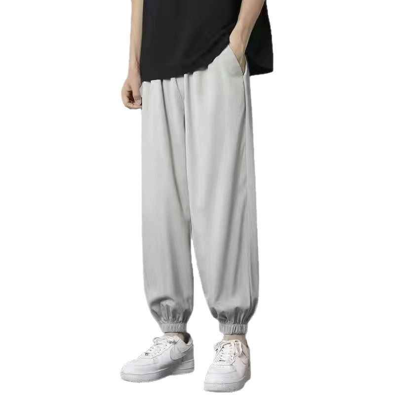 Summer Breathable Ice Silk Pants for Men - Thin Casual Ankle-Length Comfort