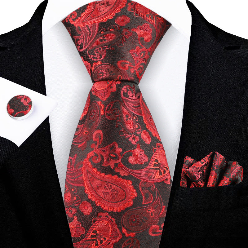 Jacquard Embroidered Tie with Cashew Pattern Design - Neon North Clothing