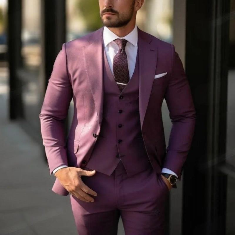 Mens Stylish Three-Piece Suit in Solid Colors for a Sophisticated Vibe