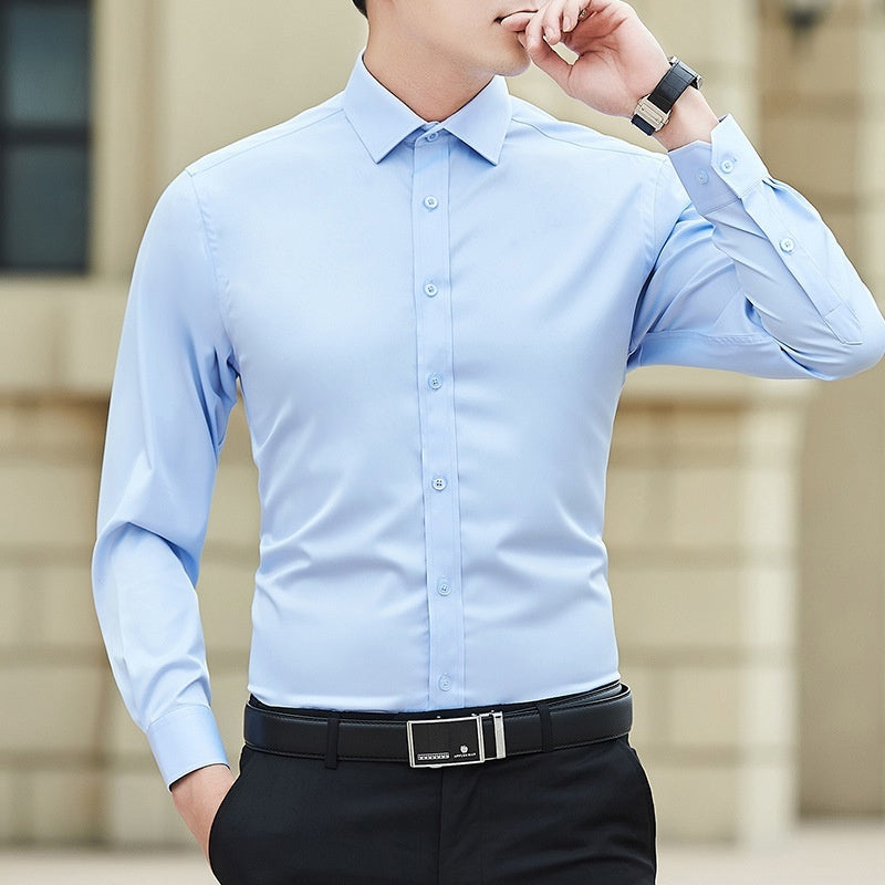 Men's Slim Fit Long-Sleeve Shirt in Solid Color