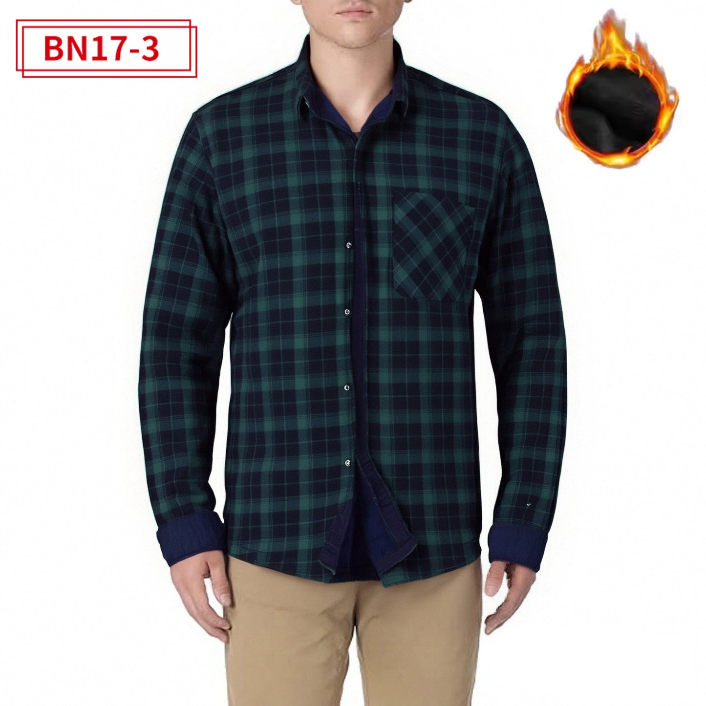 Fleece-lined Plaid Shirt For Warmth