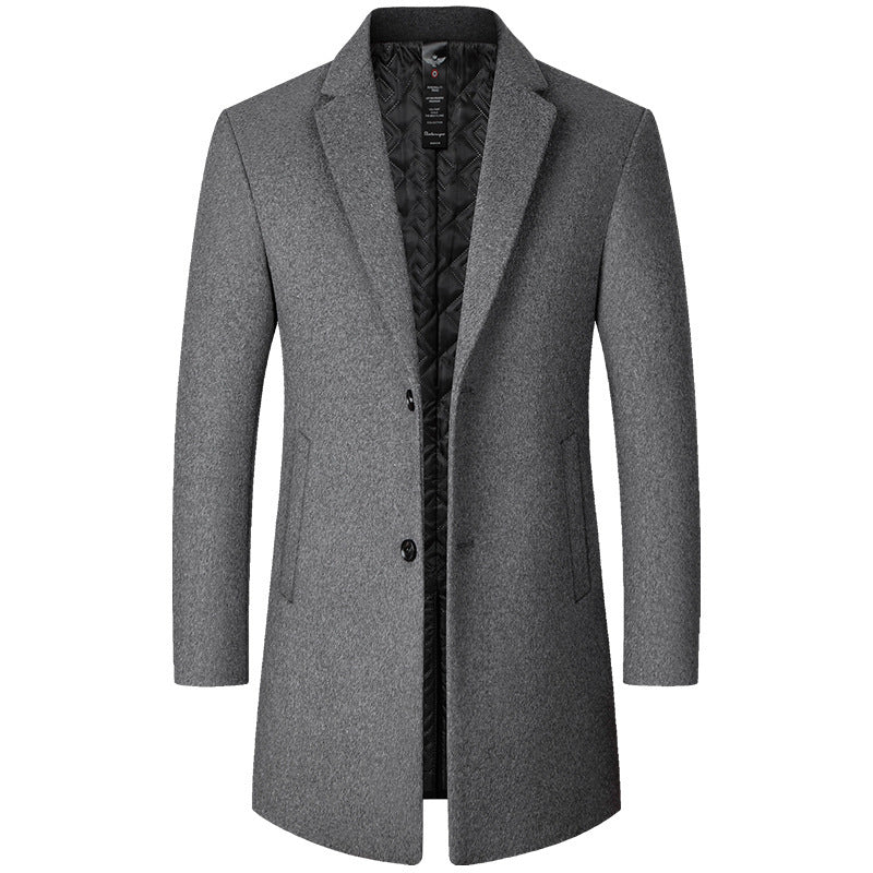 Mens Wool Coat - Mid-Length Casual Coat