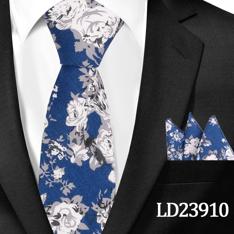 Casual Floral Pocket Square Set - Cotton Floral Print 6cm Tie Pocket Square 2 Piece Set - Neon North Clothing