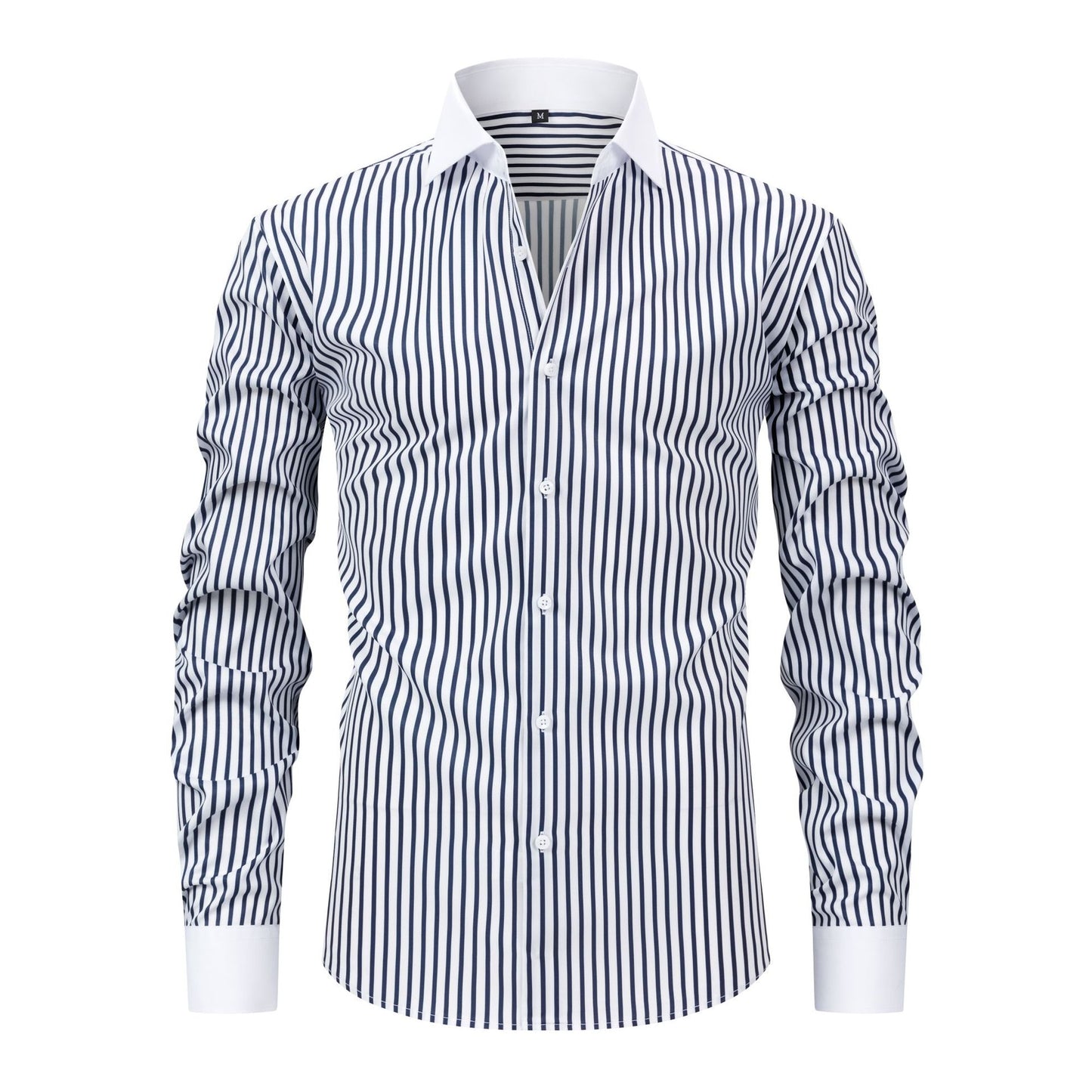 Mens Wrinkle-Resistant Slim Fit Shirt with Windsor Collar and Long Sleeves