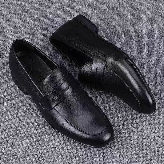 Mens Breathable Leather Shoes with Soft Soles for Casual Wear