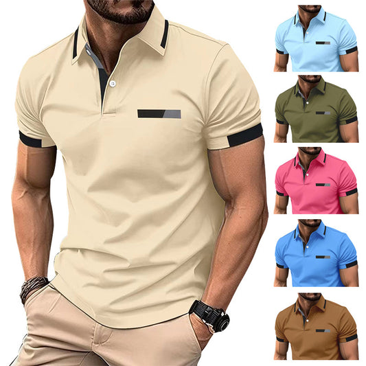 Faux Pocket Lapel Polo Shirt for Business Casual Style