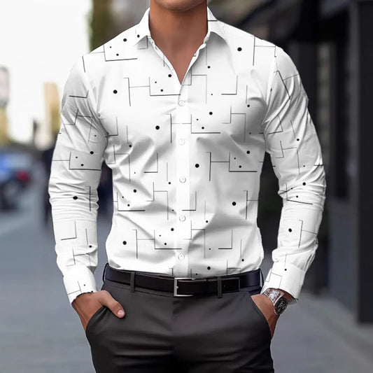 Mens Breathable Slim Fit Shirt - Casual Irregular Pattern Design