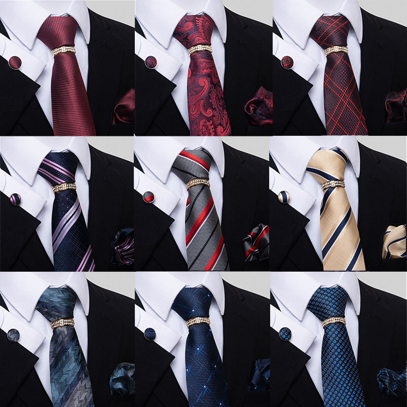 Multi Colored Striped Tie Set with Floral Design for Men - Neon North Clothing