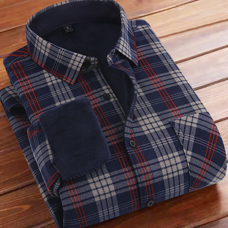 Fleece-lined Plaid Shirt For Warmth