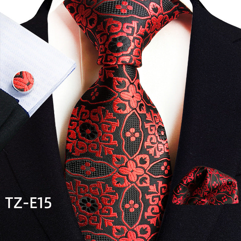 Paisley Tie Set with Square Scarf and Cufflinks - Three-Piece Accessory Set - Neon North Clothing