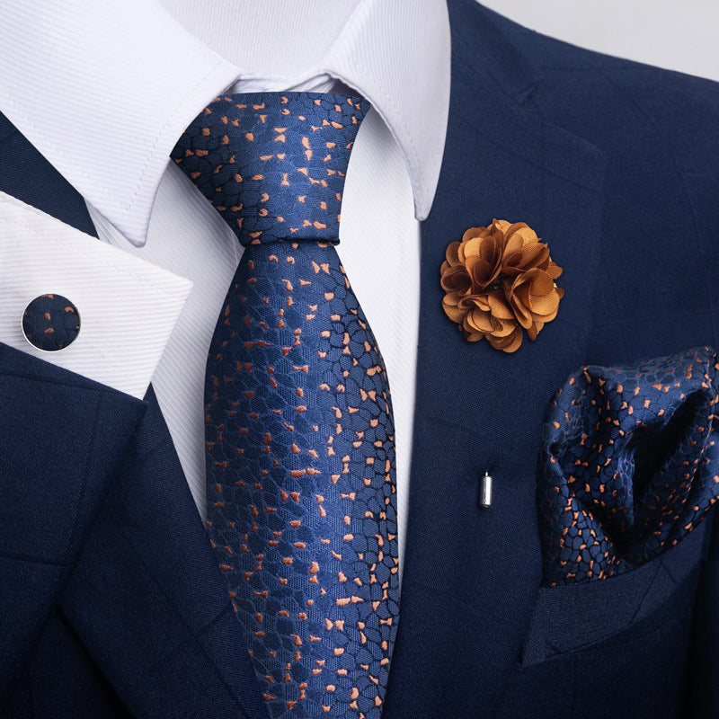 Men's Tie and Pocket Square Set with Pin - 2 Piece Suit Combo - Neon North Clothing
