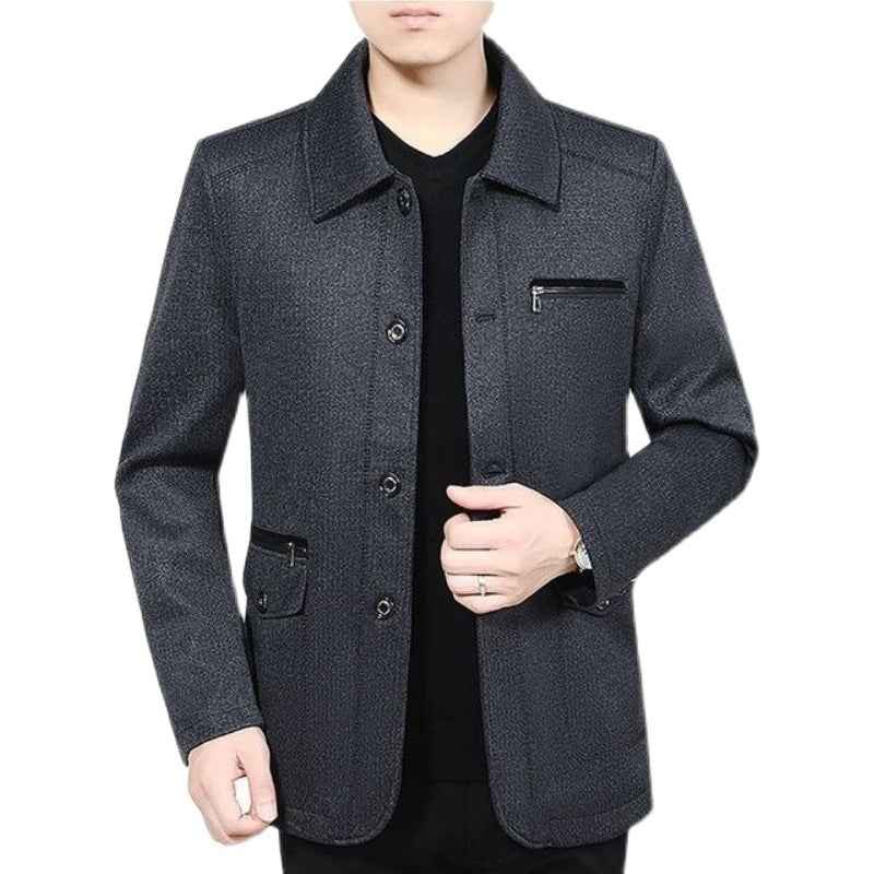Men's Casual Loose Jacket with Thin Stand-Up Collar