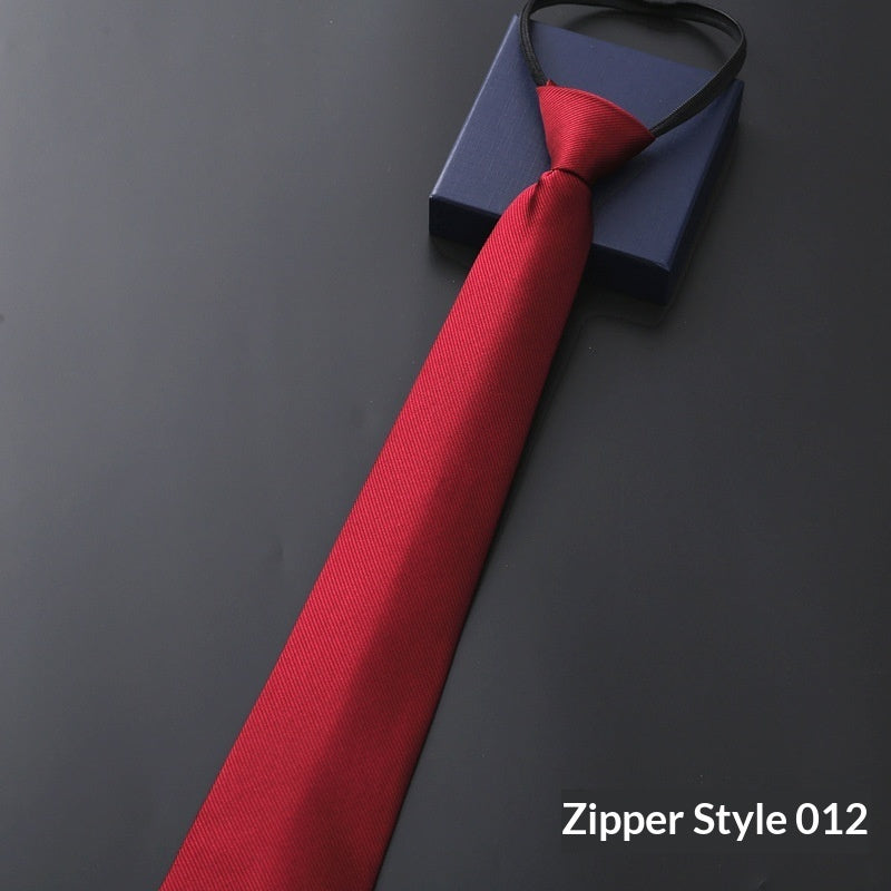 Mens Formal Zipper Tie with Blue Stripes for Business Attire - Neon North Clothing