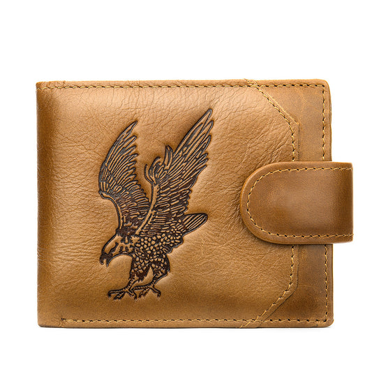 Eagle Embossed Men's Coin Wallet - Multifunctional Design for Everyday Use
