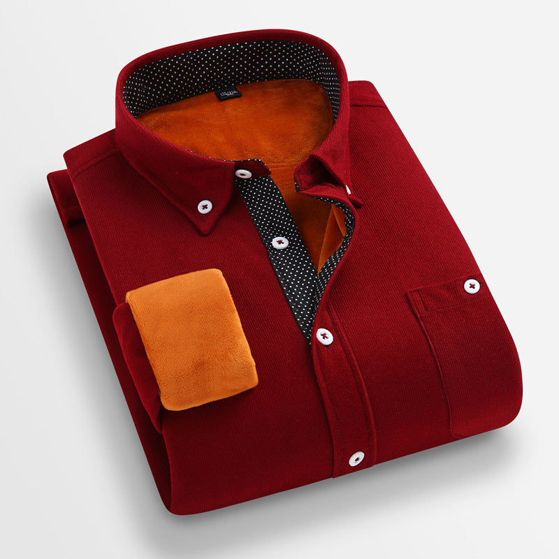 Men's Flannel Long Sleeve Shirt - Thickened Casual and Loose Fit