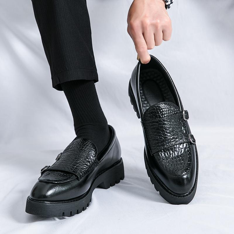 Slip-on Men's Leather Loafers with Platform Height