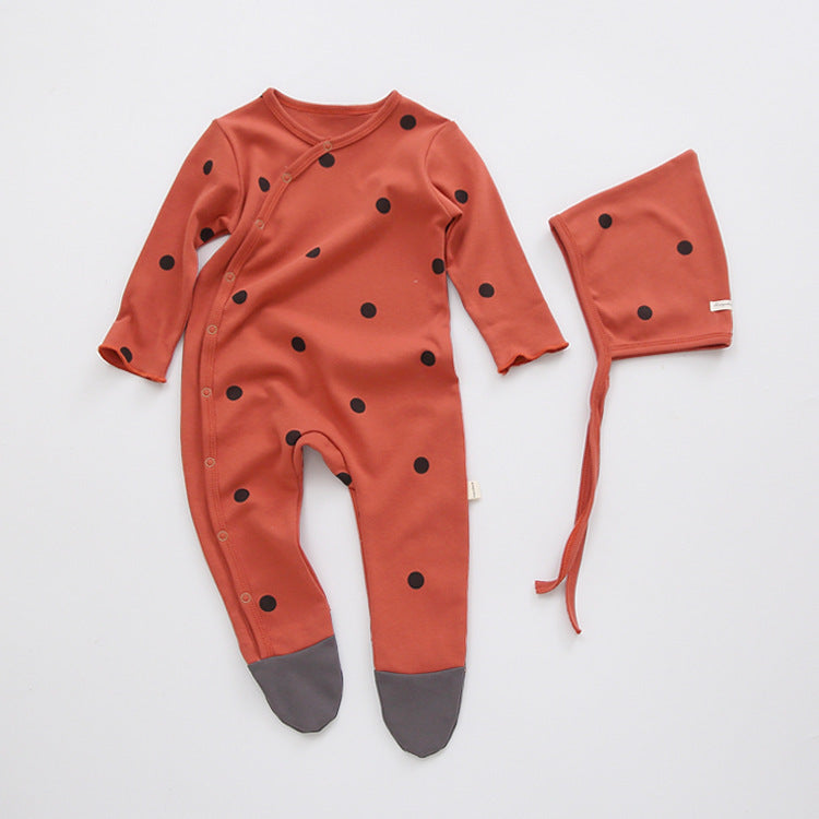 100% Cotton Printed Onesie with Hat - Adorable 2-Piece Set for Babies