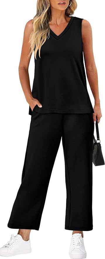 V-neck Vest and Pants Set for Effortless Casual Style