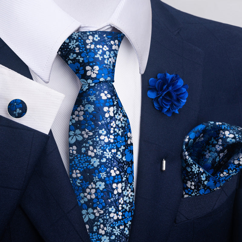 Men's Tie and Pocket Square Set with Pin - 2 Piece Suit Combo - Neon North Clothing