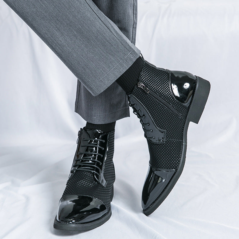 Men's Formal Leather Shoes with Side Zipper for Business Style