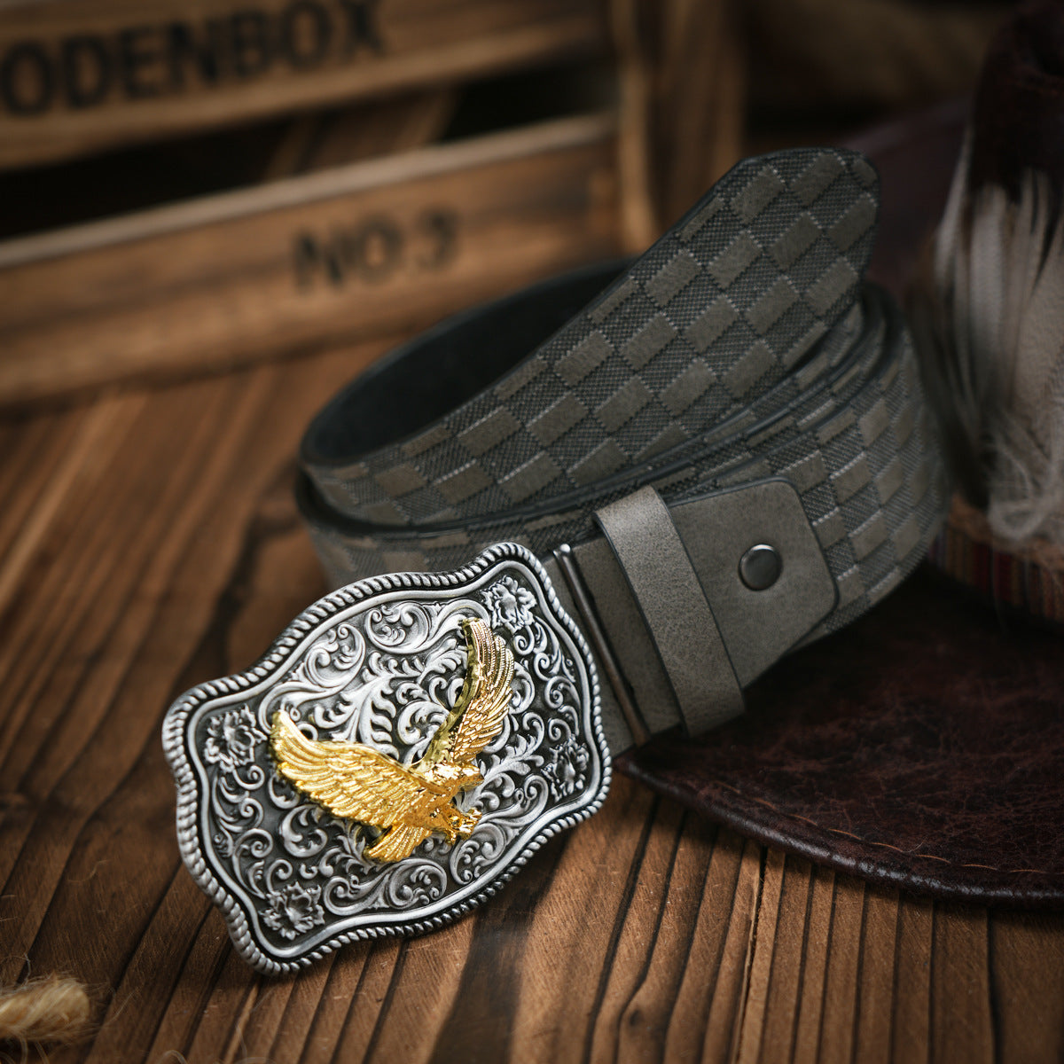 Punk Leather Denim Belt with Unique Wildlife Style Buckle - Neon North Clothing