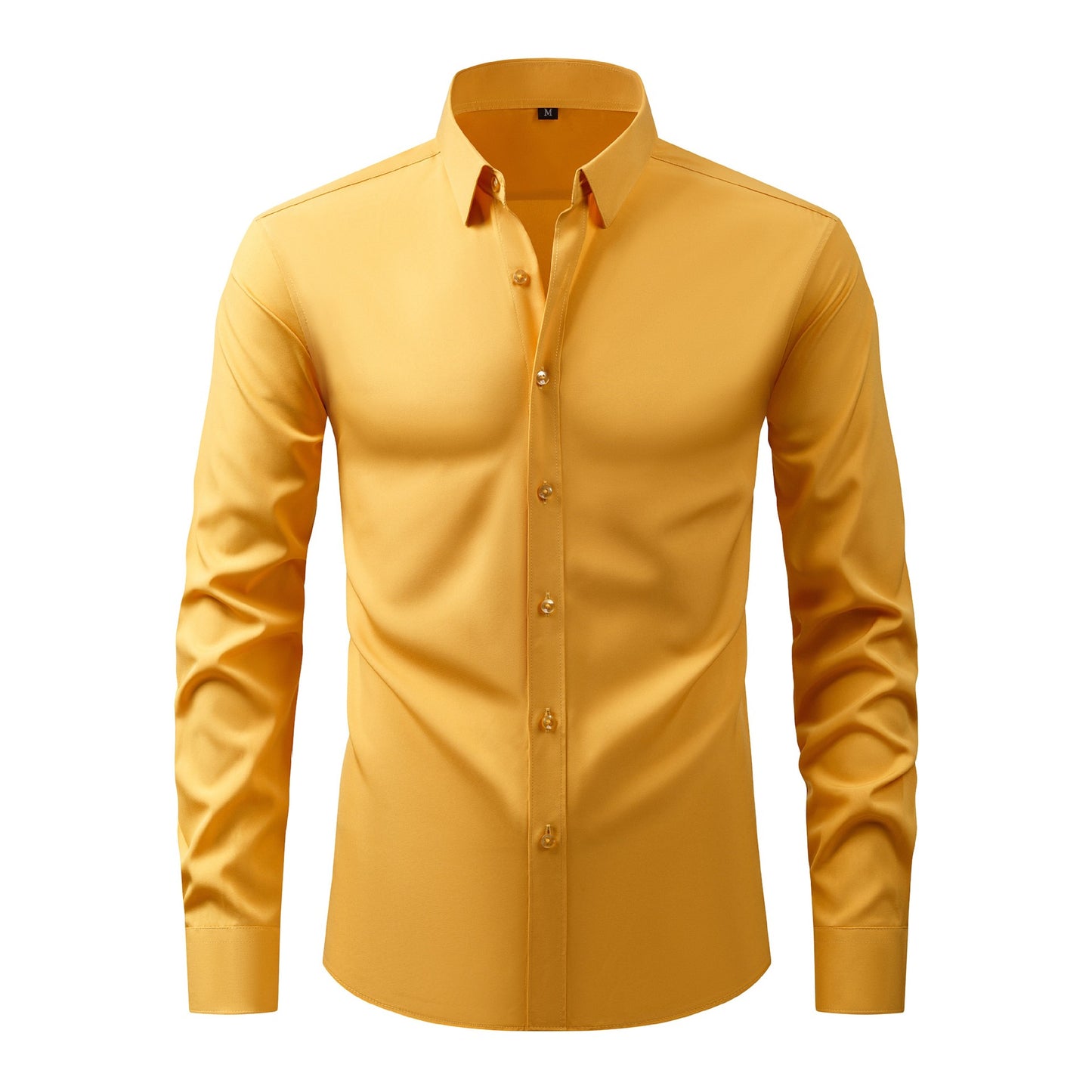 Full Elastic Force Men's Shirt in Natural Color with Buttons