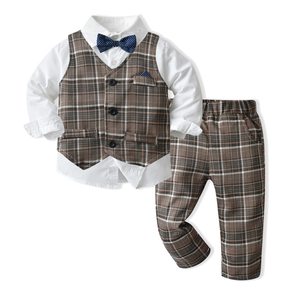 Boys Autumn Clothing Set - Three-Piece Cotton Suit for Children