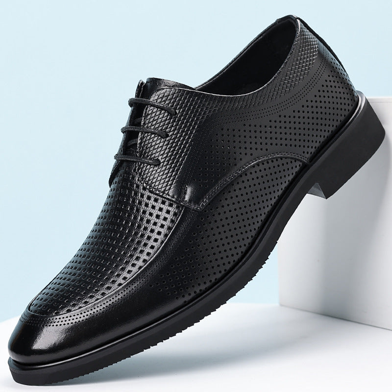 Leather Dress Shoes for Commuting – Non-slip Round Toe Design