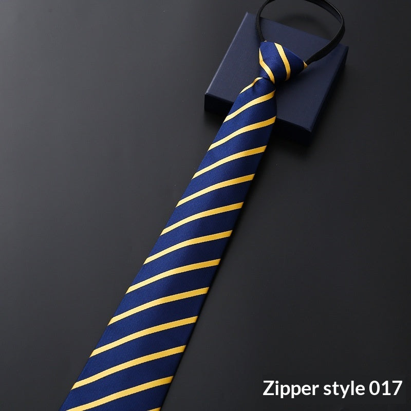 Mens Formal Zipper Tie with Blue Stripes for Business Attire - Neon North Clothing