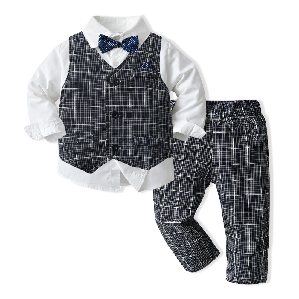 Boys Autumn Clothing Set - Three-Piece Cotton Suit for Children
