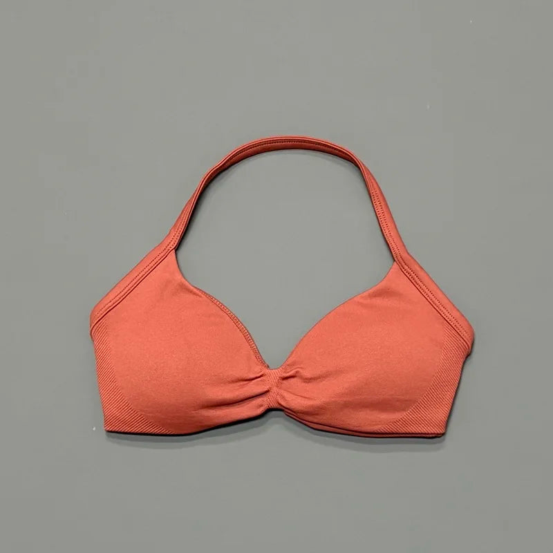 Soutien-gorge de yoga et de gym à bretelles dos nu avec bonnets push-up amovibles